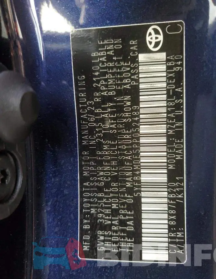 5YFB4MDE5PP052489 Photo# 12