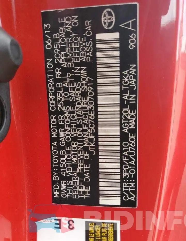 JTKJF5C76E3070917 Photo# 12