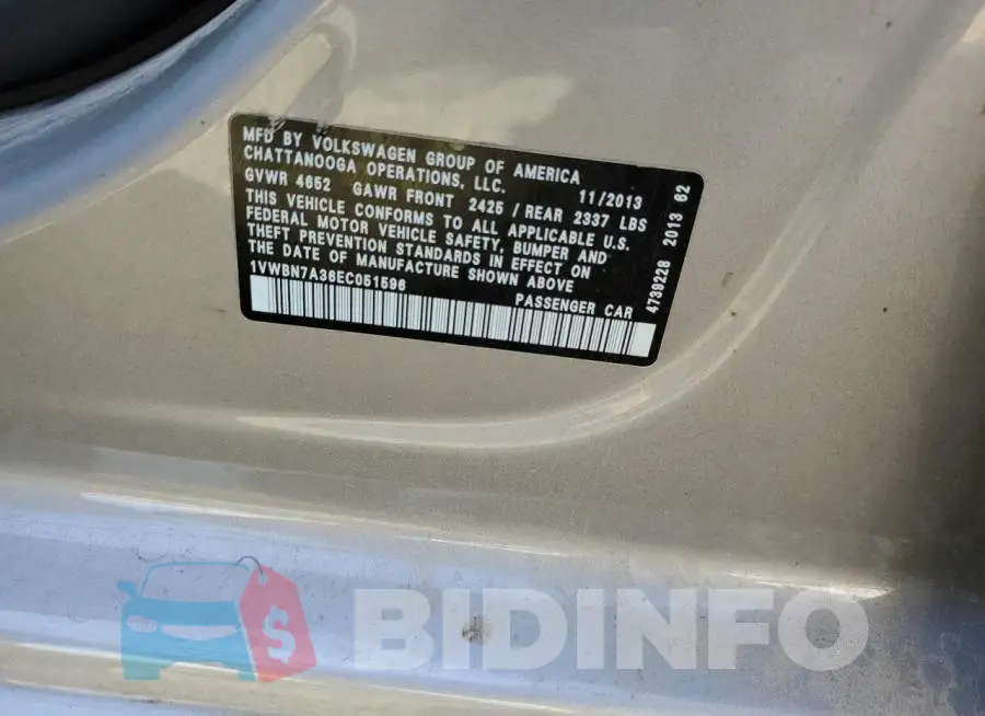 1VWBN7A36EC051596 Photo# 12
