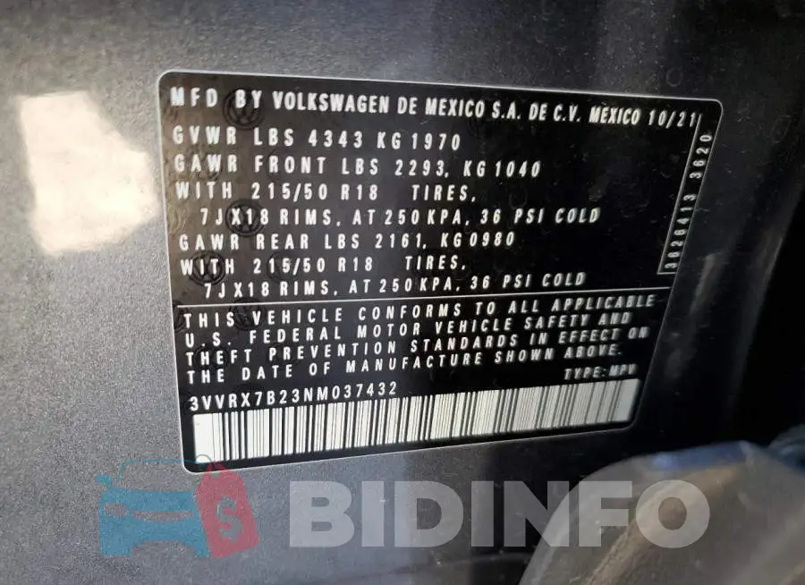 3VVRX7B23NM037432 Photo# 13