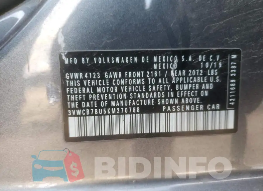 3VWCB7BU5KM270788 Photo# 12