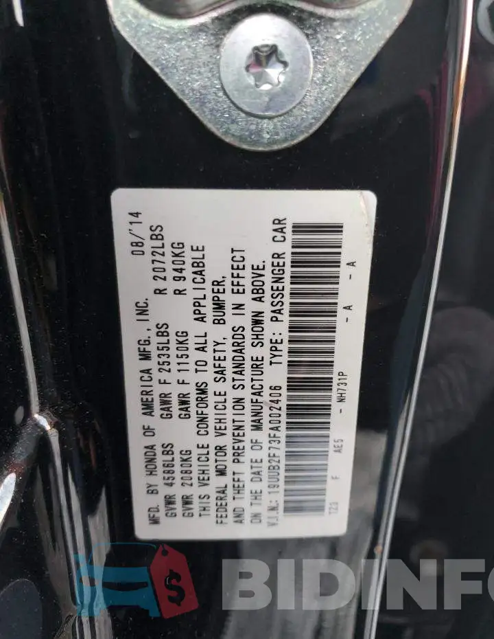 19UUB2F73FA002406 Photo# 13