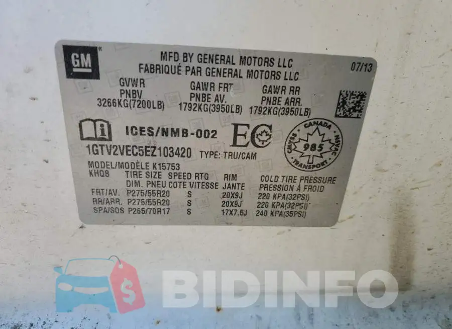 1GTV2VEC5EZ103420 Photo# 12