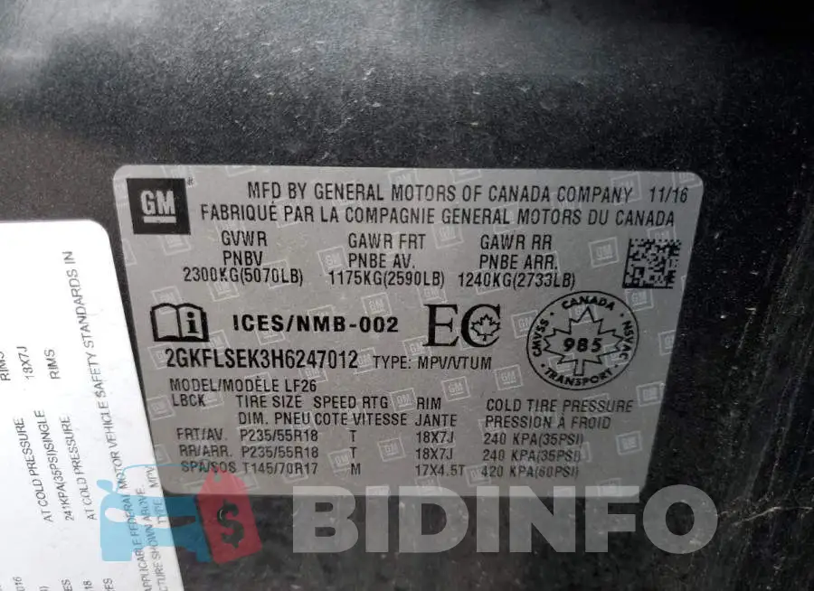 2GKFLSEK3H6247012 Photo# 13