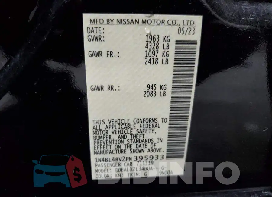 1N4BL4BV2PN395933 Photo# 12