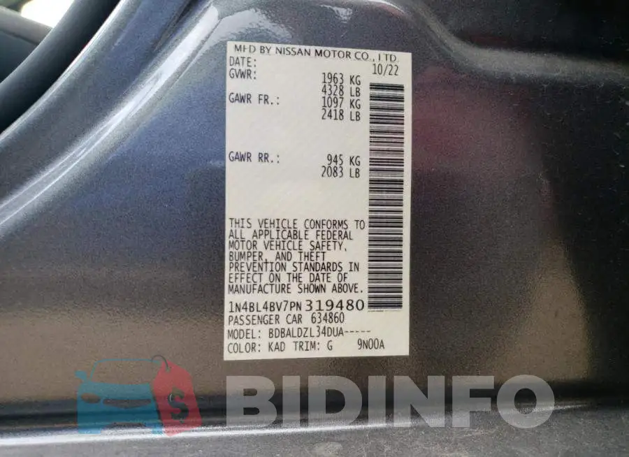 1N4BL4BV7PN319480 Photo# 12