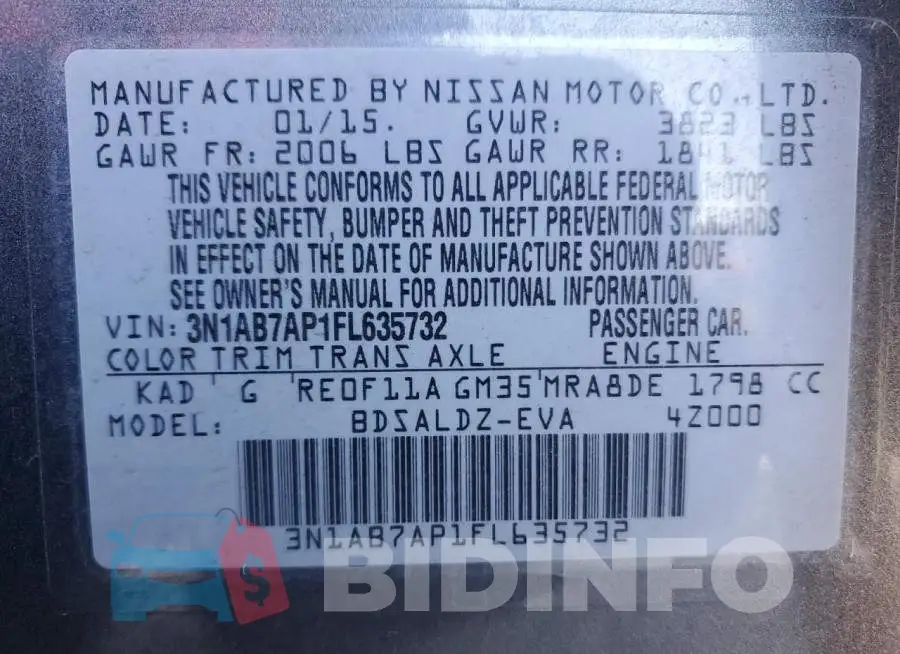 3N1AB7AP1FL635732 Photo# 12