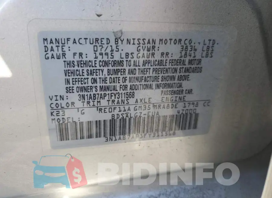 3N1AB7AP1FY311568 Photo# 12