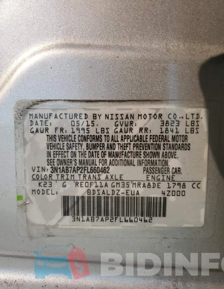 3N1AB7AP2FL660462 Photo# 12