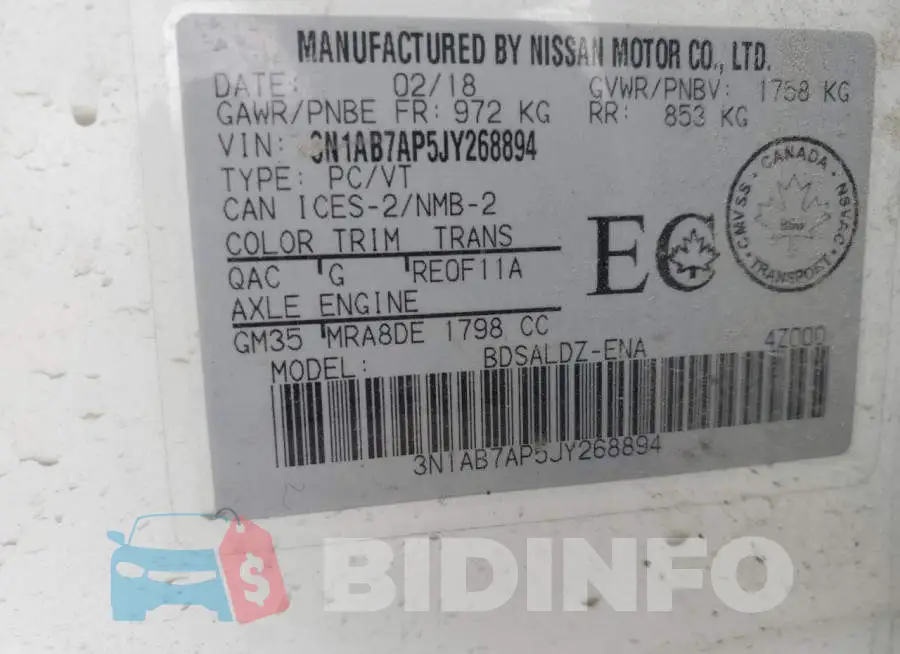 3N1AB7AP5JY268894 Photo# 12