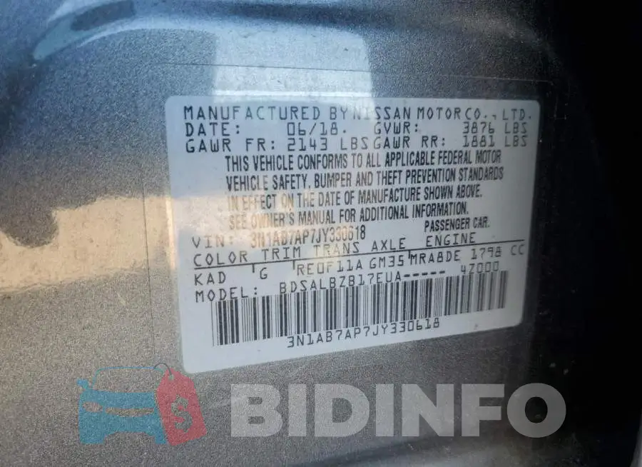 3N1AB7AP7JY330618 Photo# 13