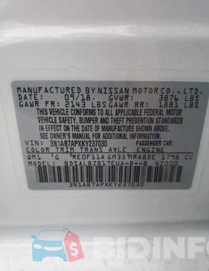 3N1AB7APXKY237030 Photo# 12