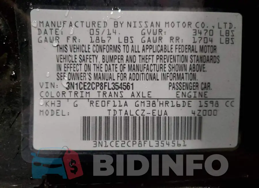 3N1CE2CP8FL354561 Photo# 12