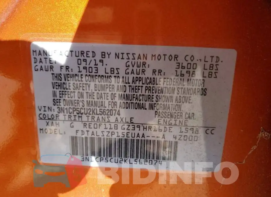 3N1CP5CU2KL562074 Photo# 12