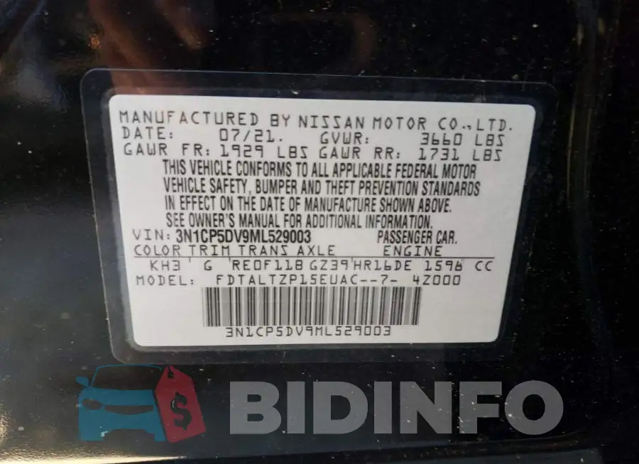3N1CP5DV9ML529003 Photo# 13
