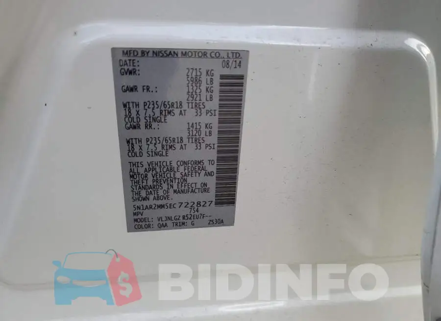 5N1AR2MM5EC722827 Photo# 12