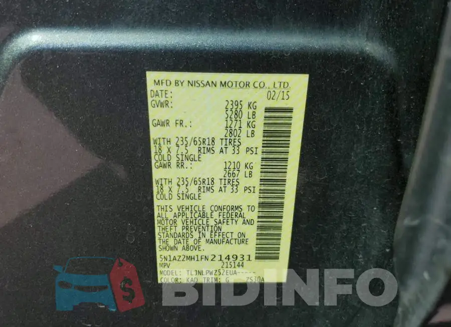 5N1AZ2MH1FN214931 Photo# 13