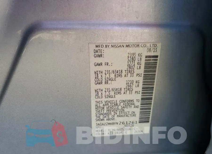 5N1AZ2MH8FN261261 Photo# 14