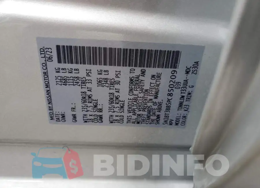 5N1BT3BB5PC850209 Photo# 12