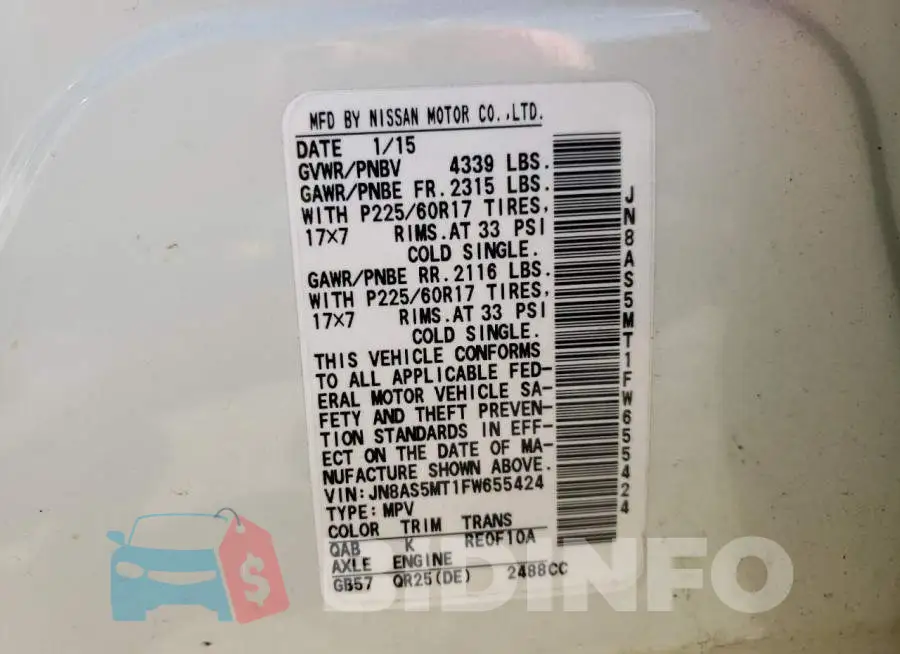 JN8AS5MT1FW655424 Photo# 13