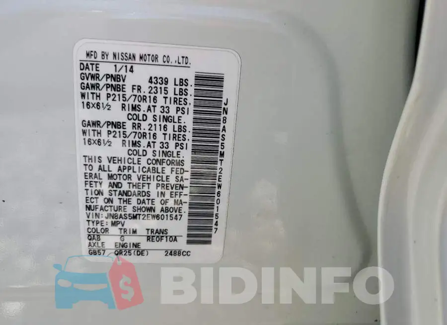 JN8AS5MT2EW601547 Photo# 13