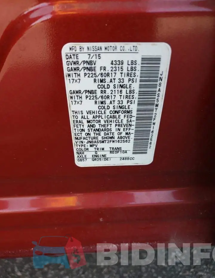 JN8AS5MT2FW162562 Photo# 12