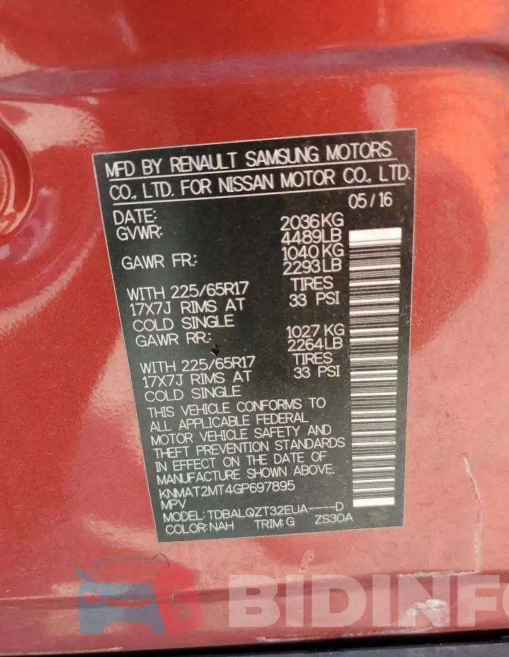KNMAT2MT4GP697895 Photo# 12