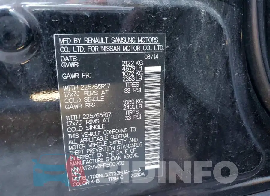 KNMAT2MV6FP500760 Photo# 13