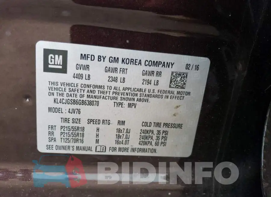 KL4CJGSB6GB638070 Photo# 13