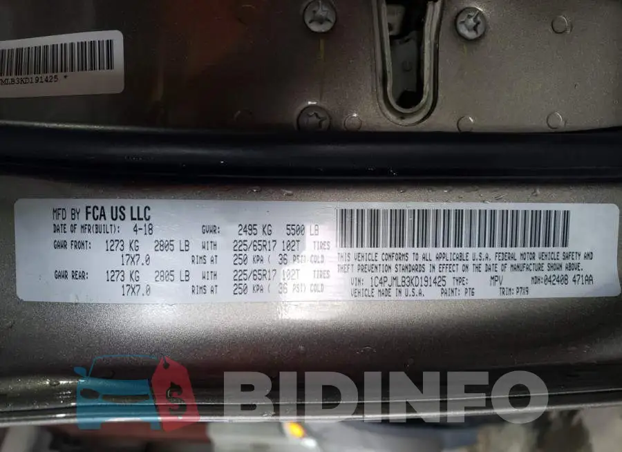 1C4PJMLB3KD191425 Photo# 13
