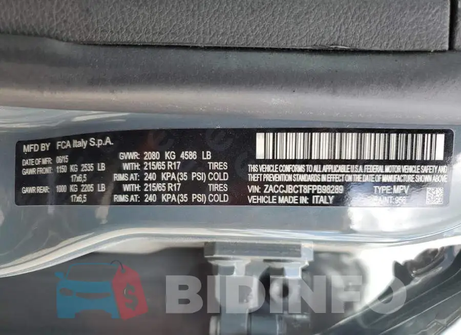 ZACCJBCT8FPB98289 Photo# 12