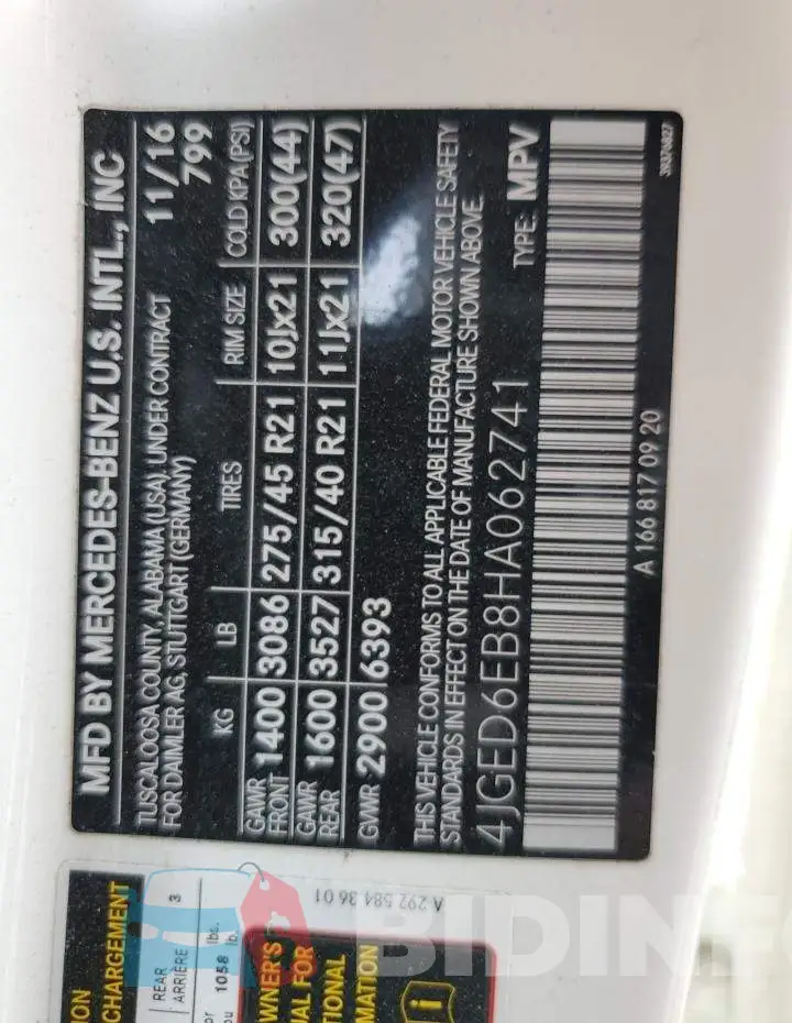 4JGED6EB8HA062741 Photo# 14