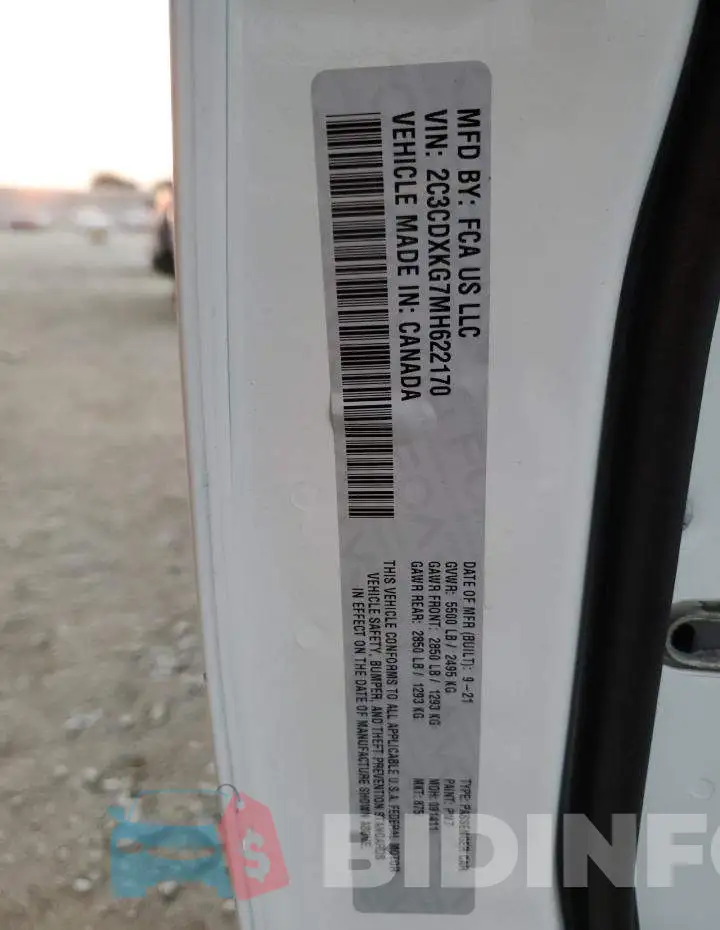 2C3CDXKG7MH622170 Photo# 13