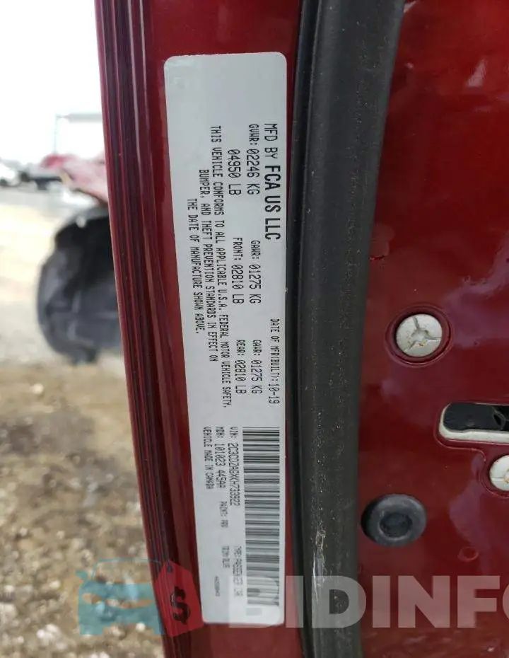 2C3CDZAGXKH733922 Photo# 13