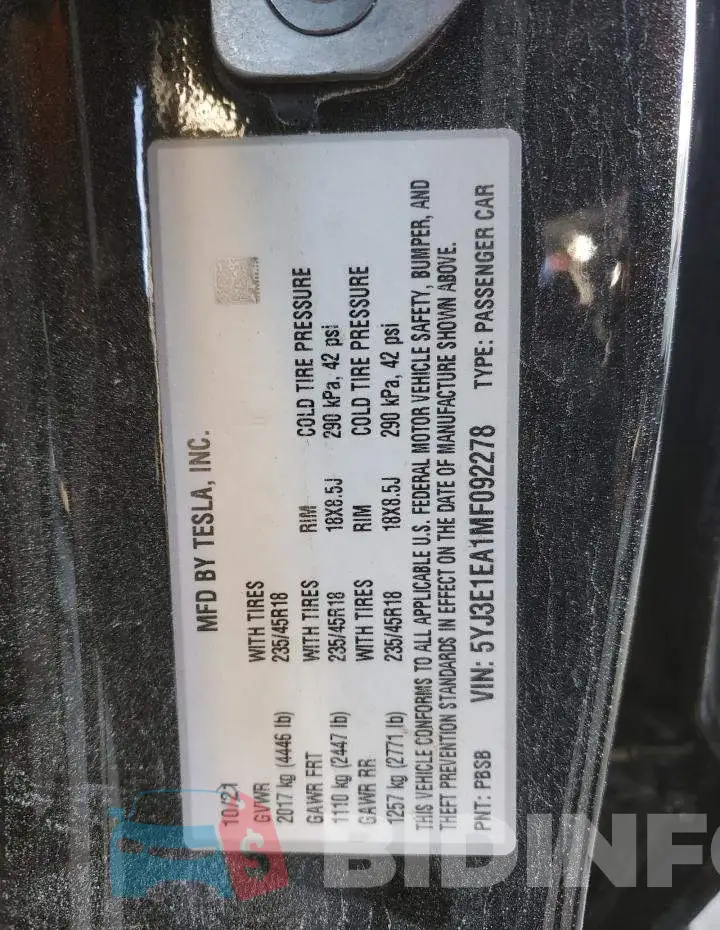 5YJ3E1EA1MF092278 Photo# 13