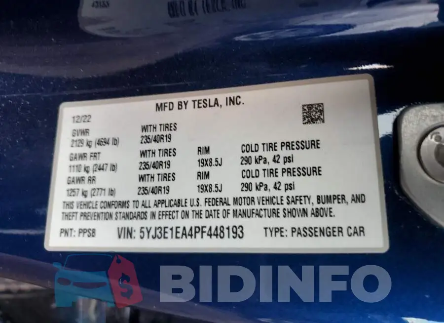 5YJ3E1EA4PF448193 Photo# 12