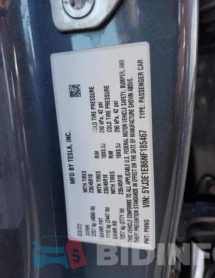 5YJ3E1EB6NF185467 Photo# 12