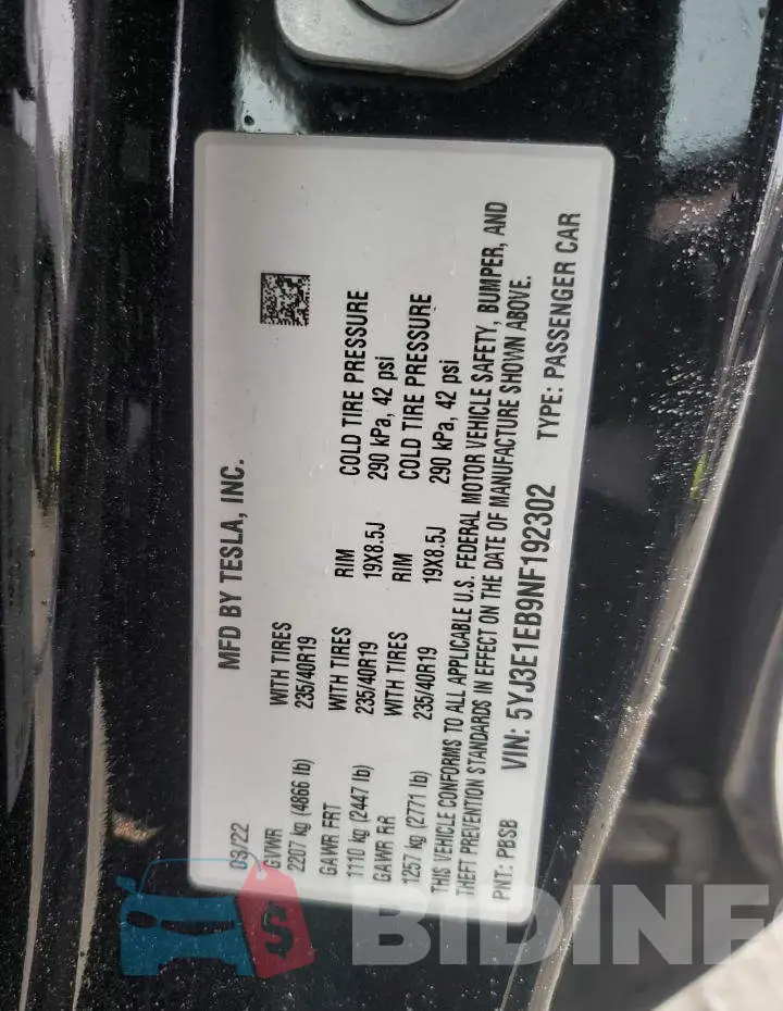 5YJ3E1EB9NF192302 Photo# 13
