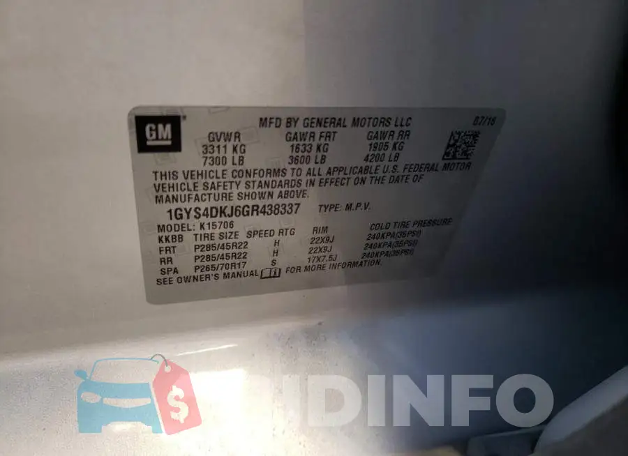1GYS4DKJ6GR438337 Photo# 10