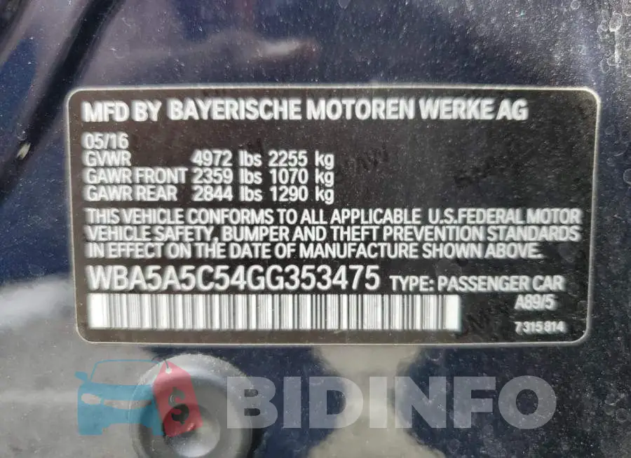 WBA5A5C54GG353475 Photo# 12