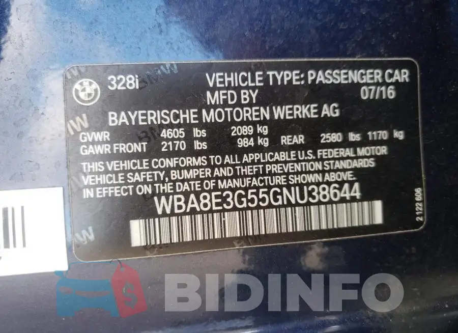 WBA8E3G55GNU38644 Photo# 12