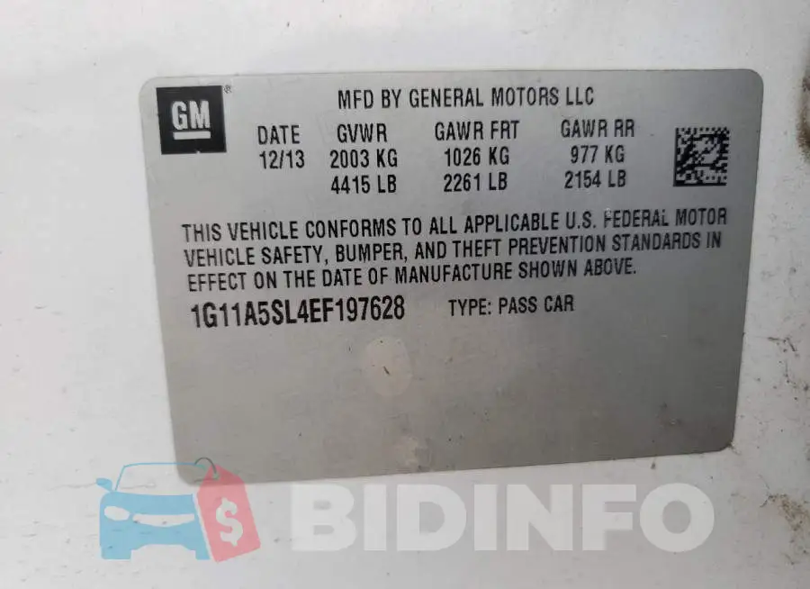 1G11A5SL4EF197628 Photo# 12