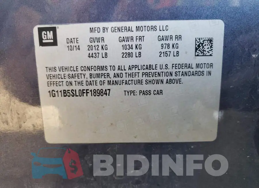 1G11B5SL0FF189847 Photo# 13
