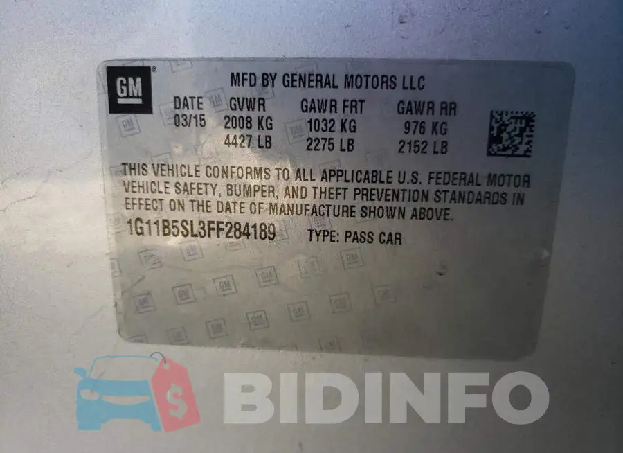 1G11B5SL3FF284189 Photo# 12