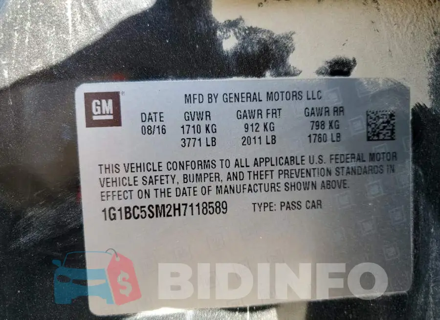 1G1BC5SM2H7118589 Photo# 12