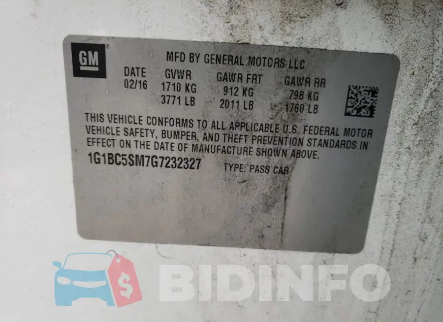 1G1BC5SM7G7232327 Photo# 10