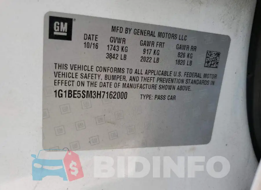 1G1BE5SM3H7162000 Photo# 12