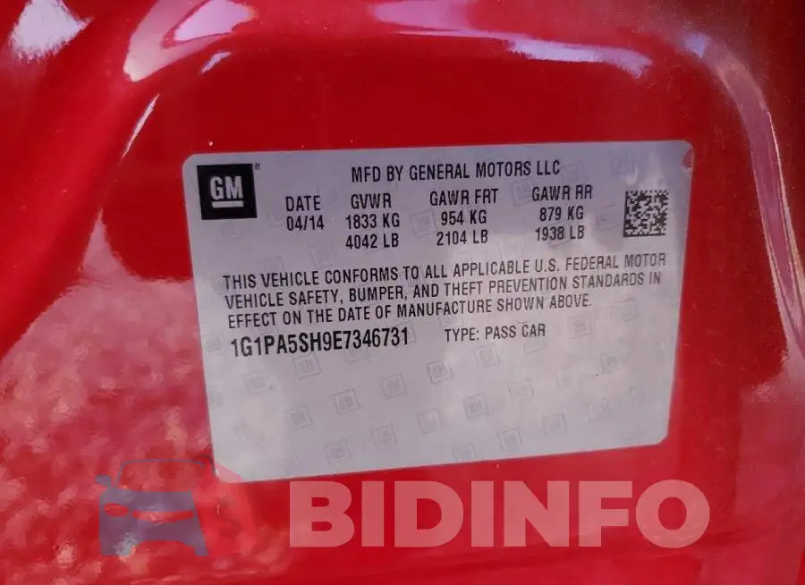 1G1PA5SH9E7346731 Photo# 12