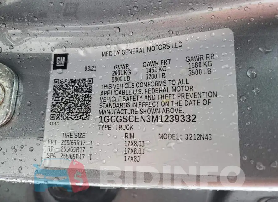 1GCGSCEN3M1239332 Photo# 12
