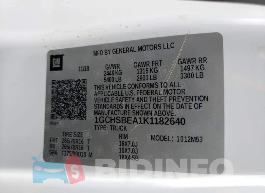 1GCHSBEA1K1182640 Photo# 13